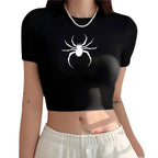 Damen Crop-T-Shirt mit R&Brnem Grafiken-Aufdruck R&B