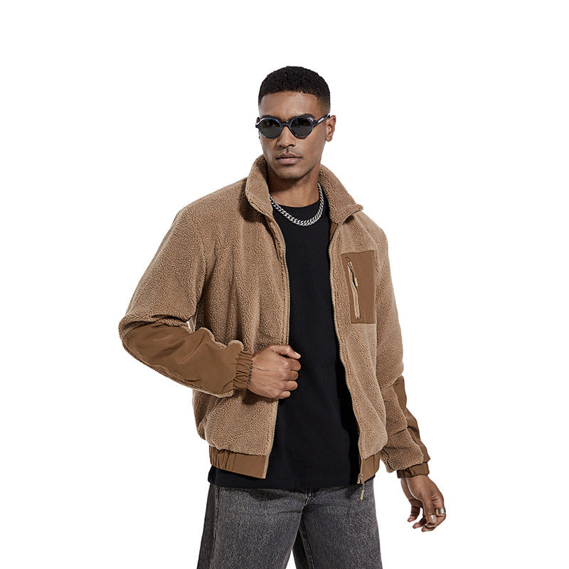 Herren Fleecejacke mit hochgeschlossenem Kragen und seitlichen Reißverschlusstaschen R&B