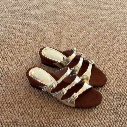 Damen Elegante Riemchen-Sandalen mit dekorativen Schnallen R&B