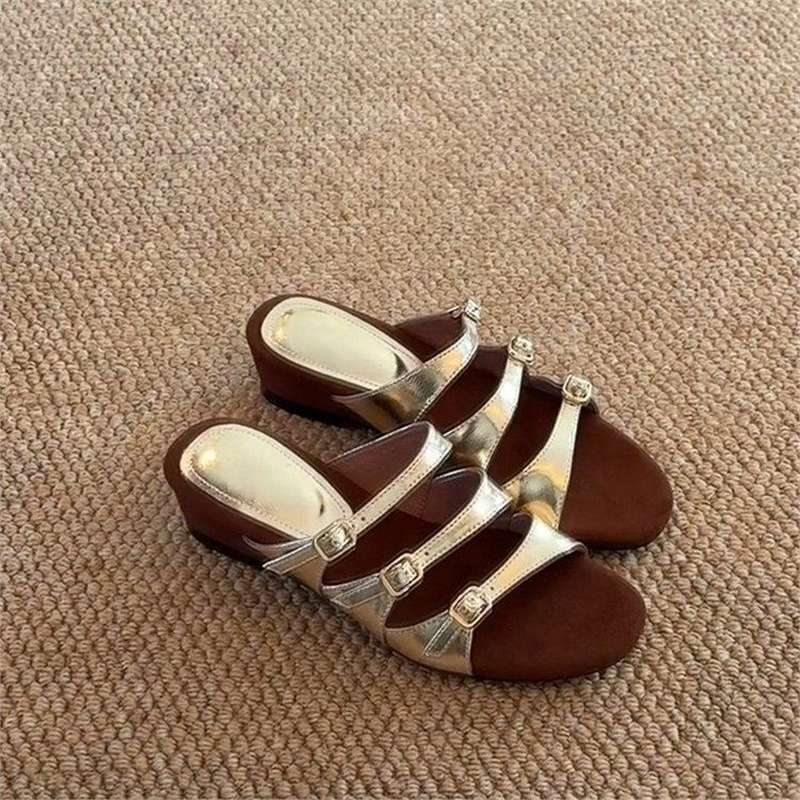Damen Elegante Riemchen-Sandalen mit dekorativen Schnallen R&B