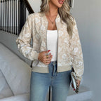 Damen Elegante Stickerei Bomberjacke mit floralen Details R&B