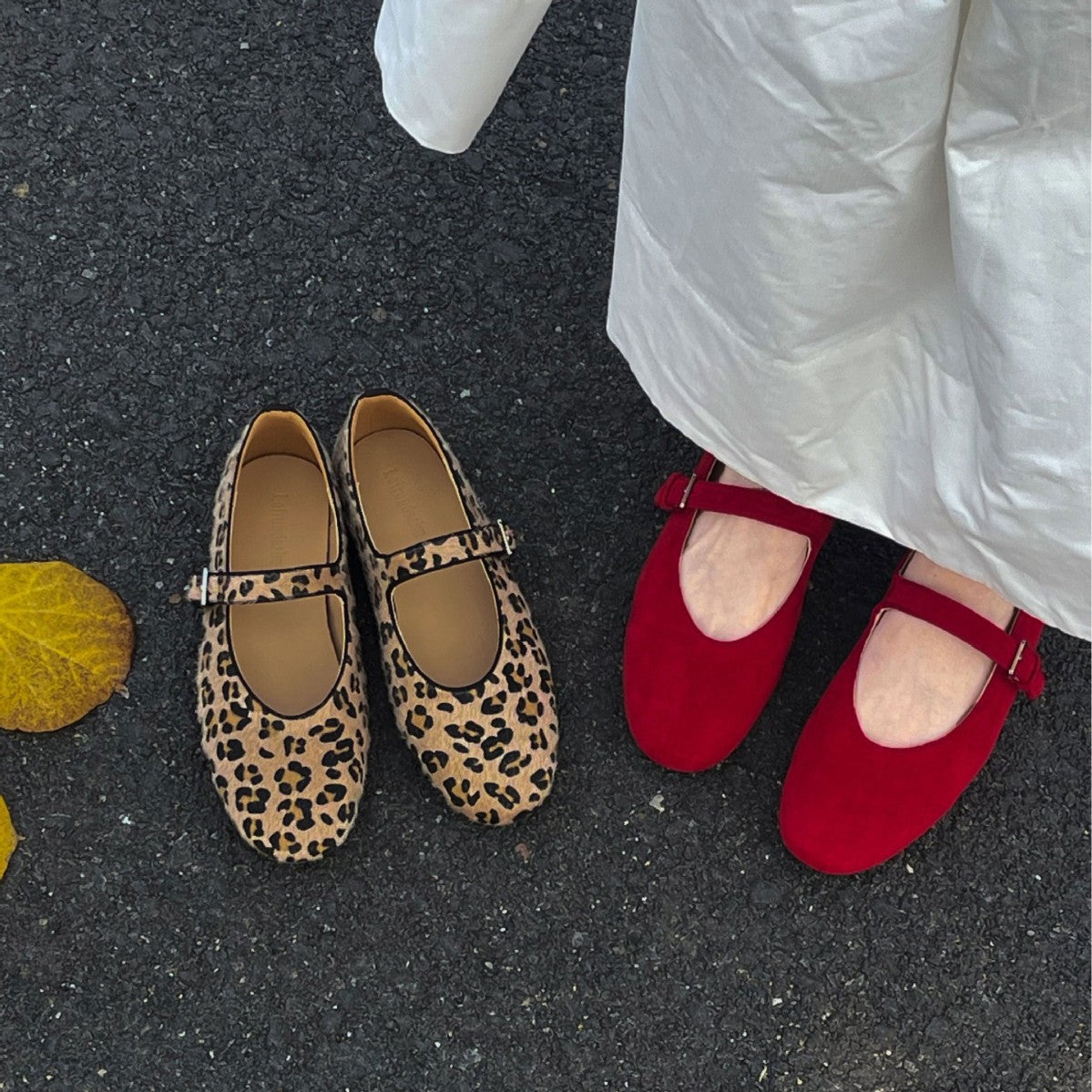 Damen Ballerinas mit elegantem Riemendesign und schickem Leopardenmuster R&B