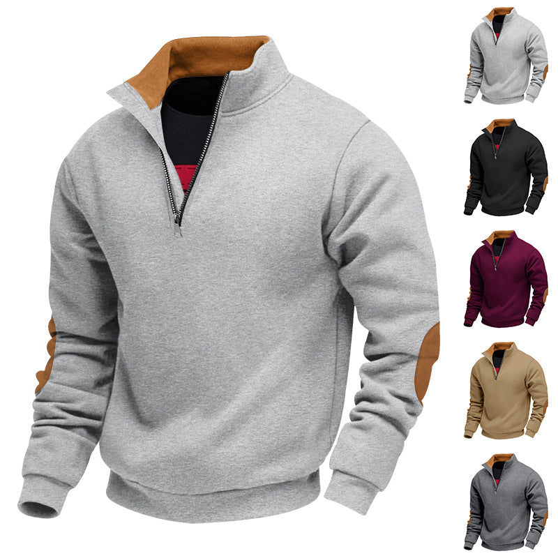 Herren Sportlicher Stehkragenpullover mit Reißverschluss akzenten R&B