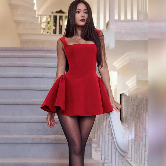 Damen Verspieltes Abendkleid mit Quadrat-Ausschnitt und voluminösem Saum R&B