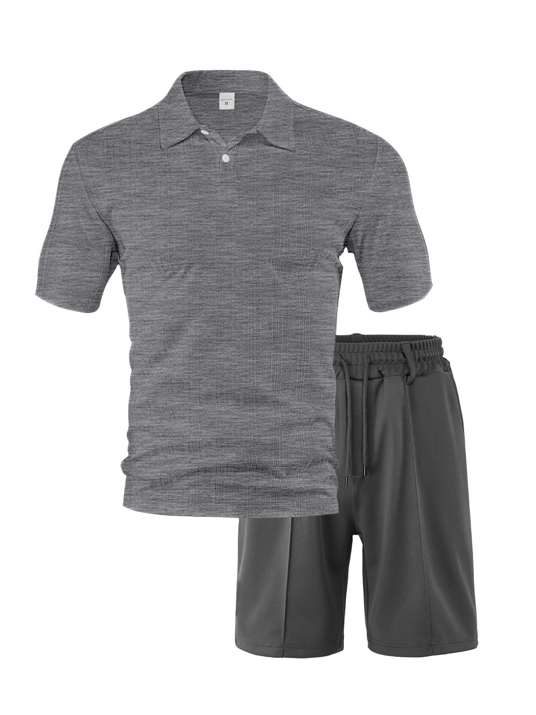 Herren nan zweiteiliges Sommer-Reise-Set mit texturiertem Kurzarm-Poloshirt und funktionalen Mesh-Shorts R&B