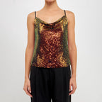 Damen Glitzerndes Spaghettiträgershirt mit V-Ausschnitt