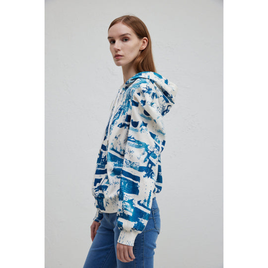 Damen Kapuzenpullover mit modischem Rüschendesign und kreativem Druck R&B