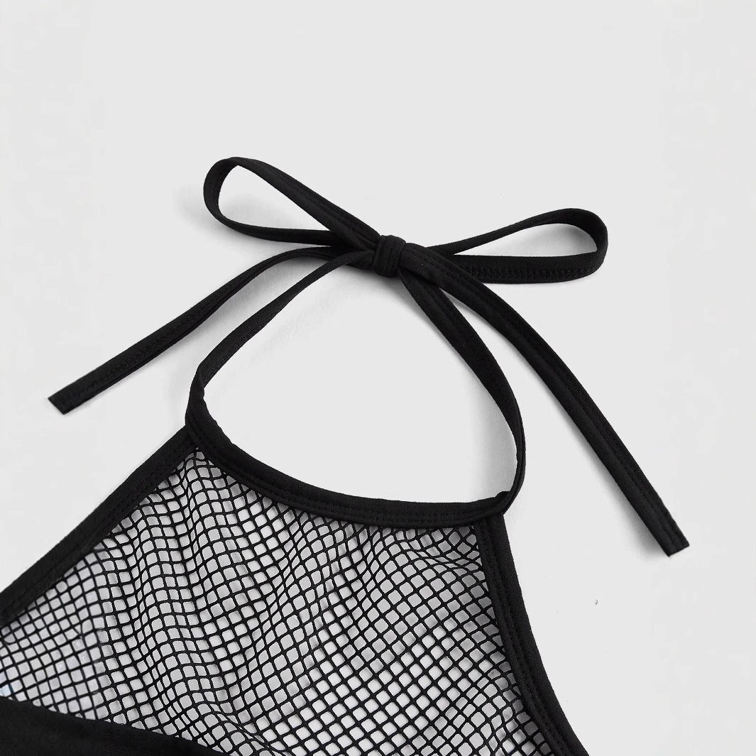 Damen Trendiges Crop-Top mit Netzdetails und originellem Grafiklitz R&B