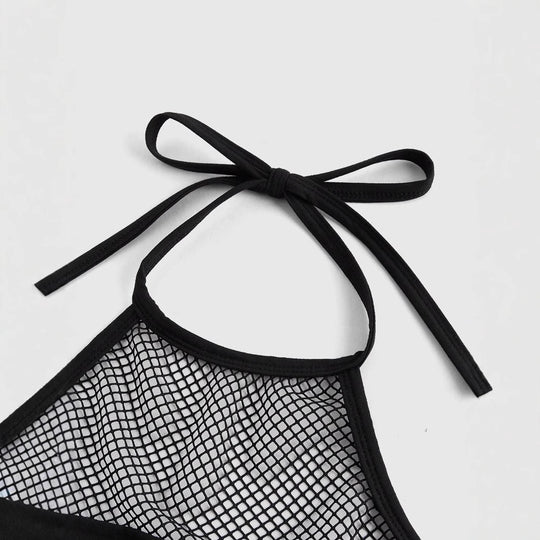 Damen Trendiges Crop-Top mit Netzdetails und originellem Grafiklitz R&B