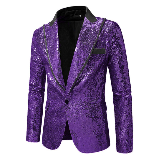 Herren Glitzernder Smokingblazer aus hochwertigem Satin R&B