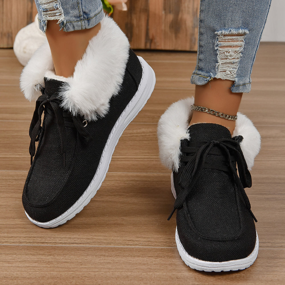 Damen Komfortable Sneaker mit Plüschkragen und rutschfester Sohle R&B