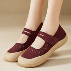 Damen nan komfortabler Mary-Jane Slipper mit Klettverschluss, perforiertem Herzmuster und stoßdämpfender Leichtsohle R&B