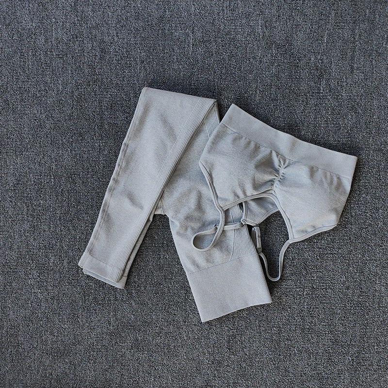 Damen Sportliches Crop Top- und Leggings-Set mit atmungsaktivem Material R&B