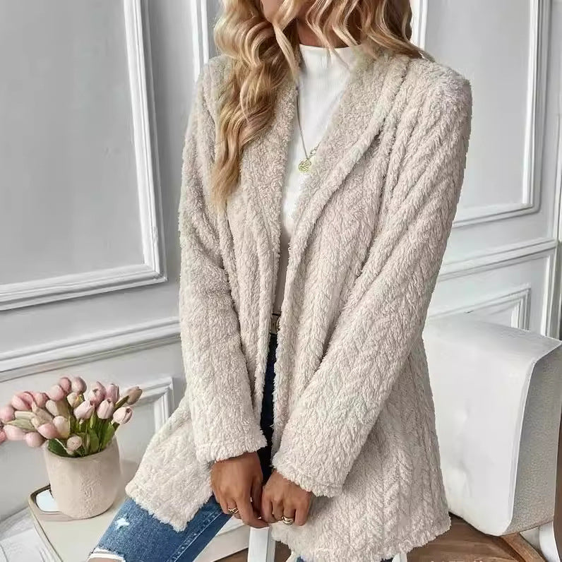 Damen Elegante und lässige Plüsch-Jacke mit strukturiertem Design R&B