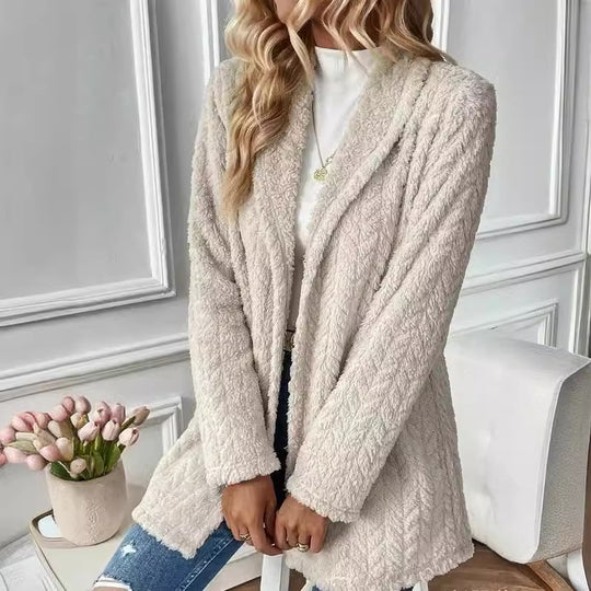 Damen Elegante und lässige Plüsch-Jacke mit strukturiertem Design R&B