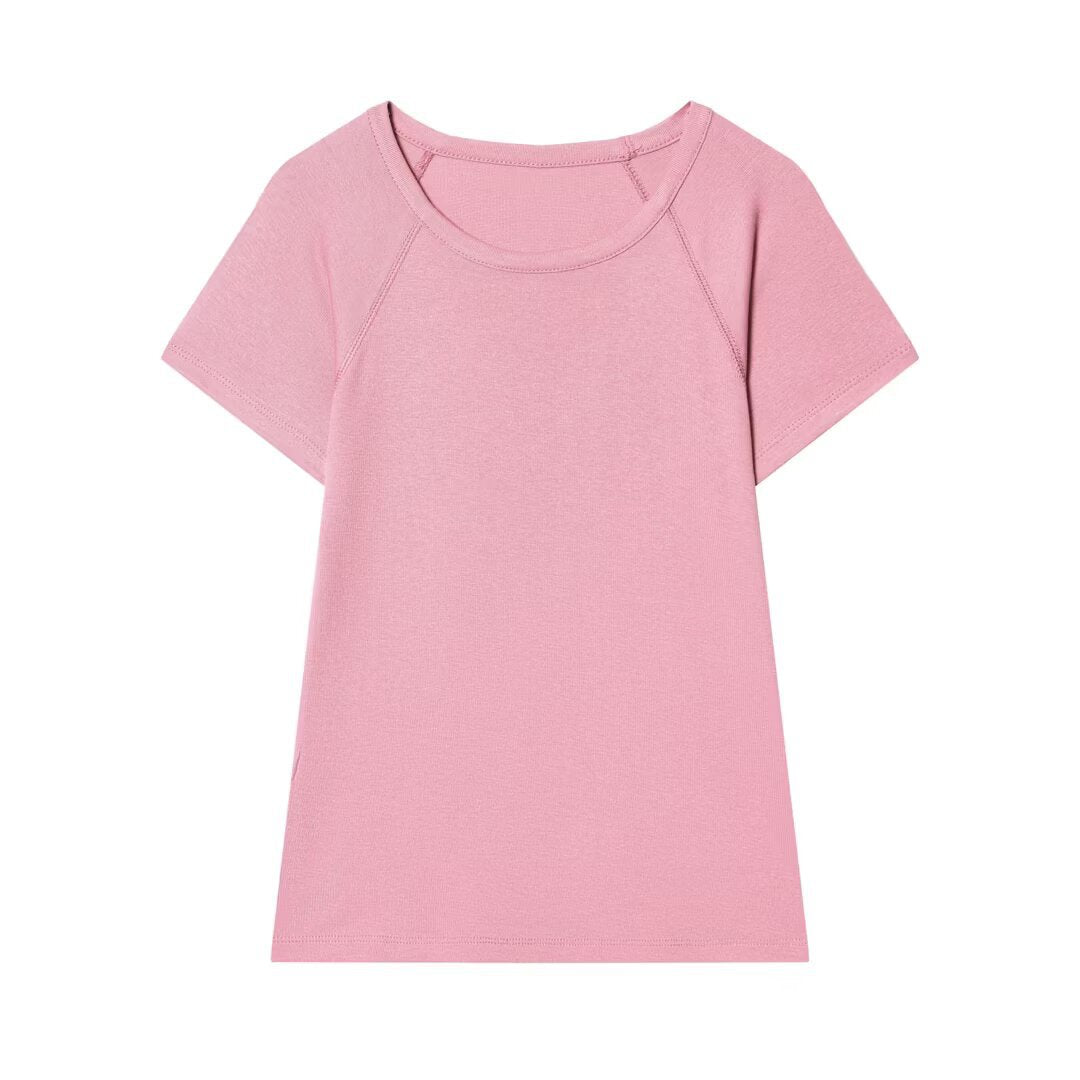 Damen Casual T-Shirt mit rundem Halsausschnitt und bequemen Raglanärmeln R&B