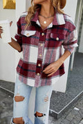 Damen Karierte Flanelljacke mit Knopfleiste und Taschen R&B