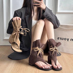 Damen Sandalen mit hohem Faltenwurf und raffiniertem Riemendesign R&B