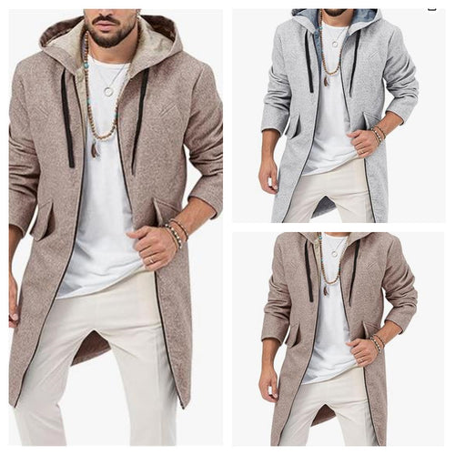 Herren modische Langjacke mit Kapuze R&B