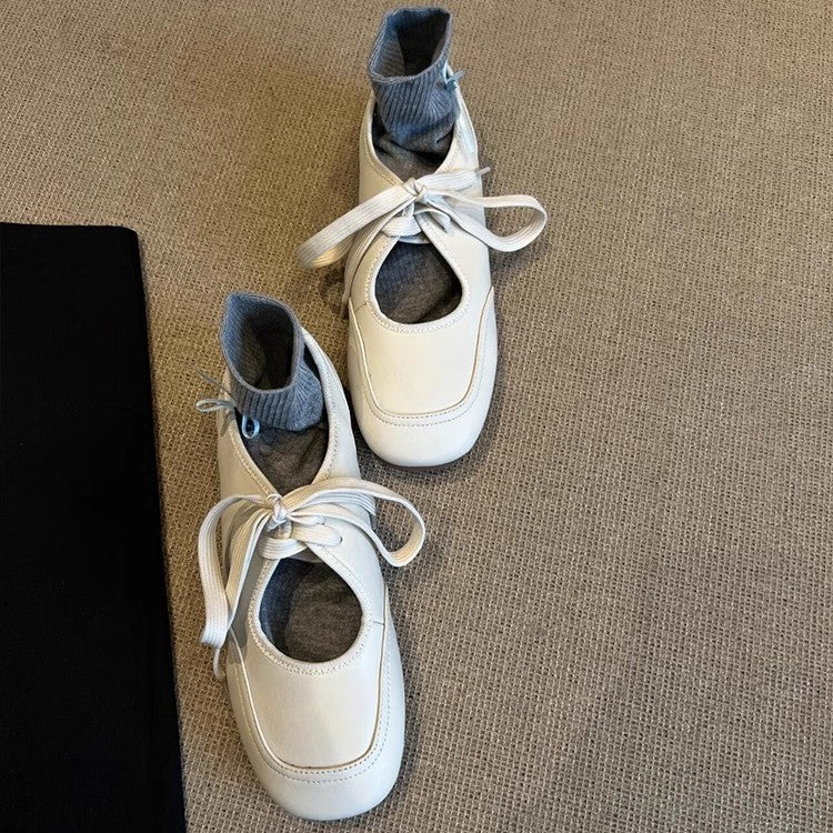 Damen Ballettschuhe mit elastischem Knöchelschutz und dekorativem Schleifenverschluss R&B