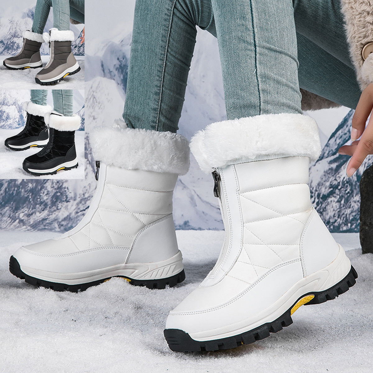Damen isolierte Winterstiefel mit wärmendem Innenfutter und rutschfester Sohle R&B