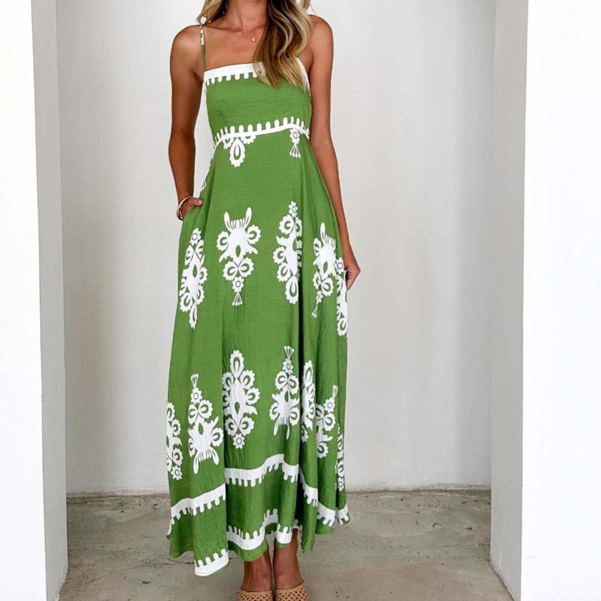 Damen Maxikleid mit elegantem Boho-Muster und filigranem Unterteil R&B