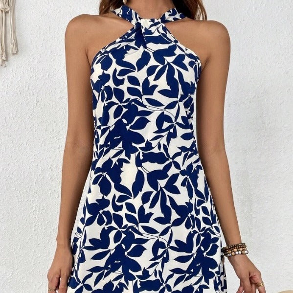 Damen Sommerliches Freizeitkleid mit dekorativem Halsband und floralem Print R&B
