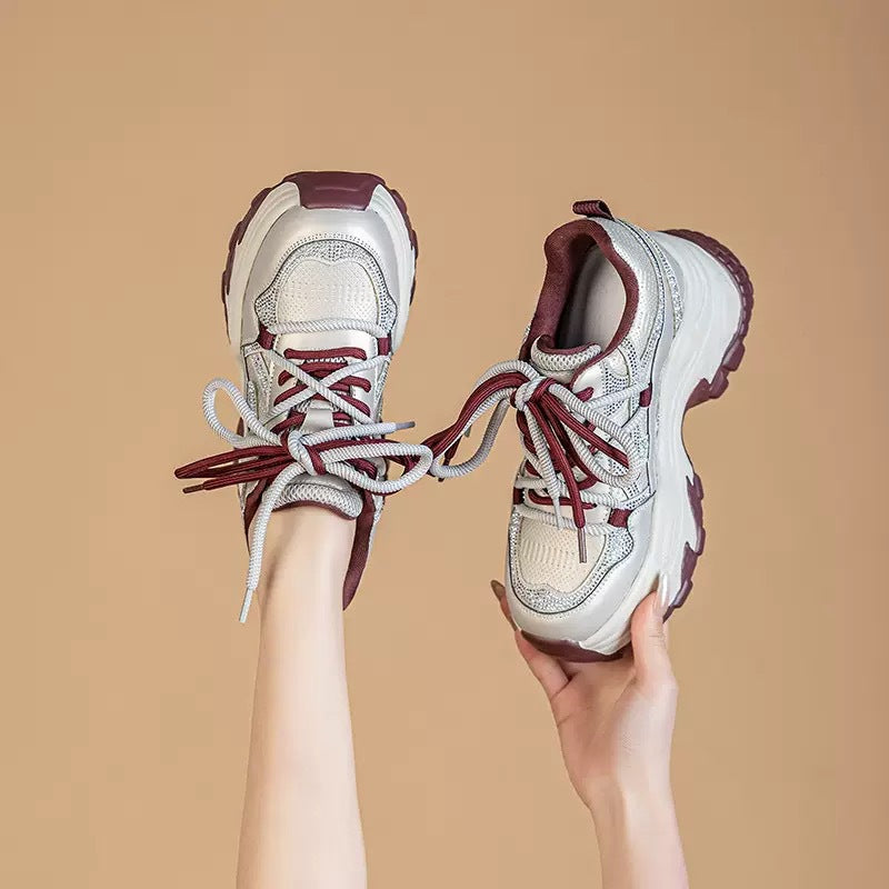 Damen Trendige Chunky Sneakers mit doppelter Dämpfung und atmungsaktivem Mesh-Obermaterial