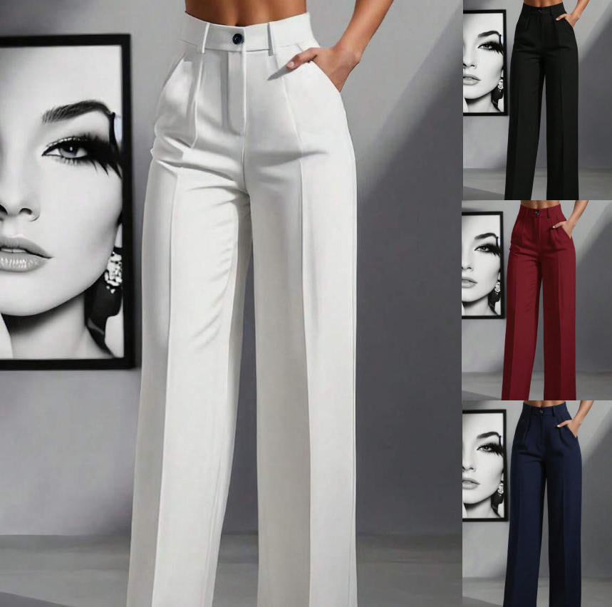 Damen elegante weite Bundfaltenhose R&B