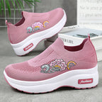 Damen Athletische Sneakers mit floralem Design und höhenverstellbarer Plateausohle R&B