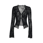 Damen Transparentes Spitzenoberteil mit floralem Design R&B