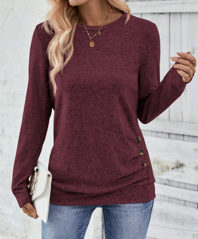 Damen lässiges Langarmshirt mit asymmetrischem Schnitt R&B