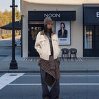 Damen Kunstlederjacke mit abnehmbarer Kapuze und voluminösen Ärmeln R&B