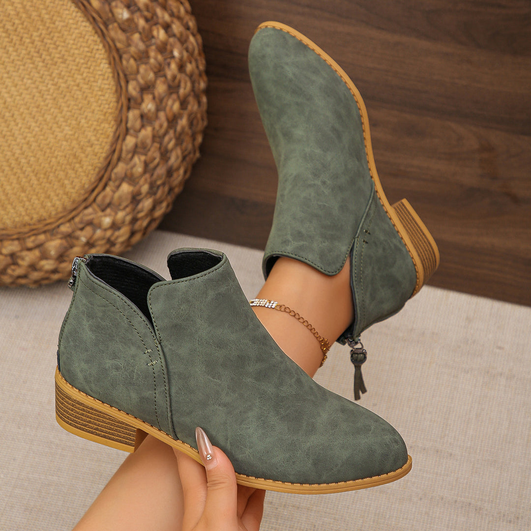 Damen modische Ankle Boots mit seitlichem Reißverschluss und geschmackvollem Design R&B
