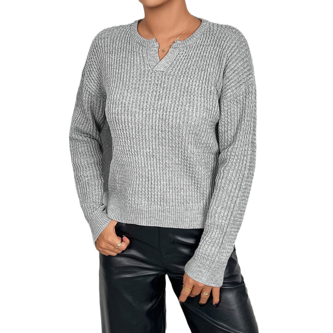 Damen Feinstrickpullover mit V-Ausschnitt und langen Ärmeln R&B