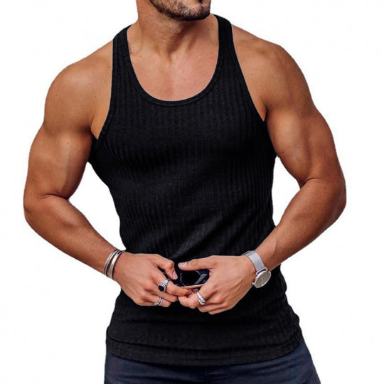 Herren nan geripptes Muskelshirt mit U-Ausschnitt und stretchigem Baumwollmix R&B