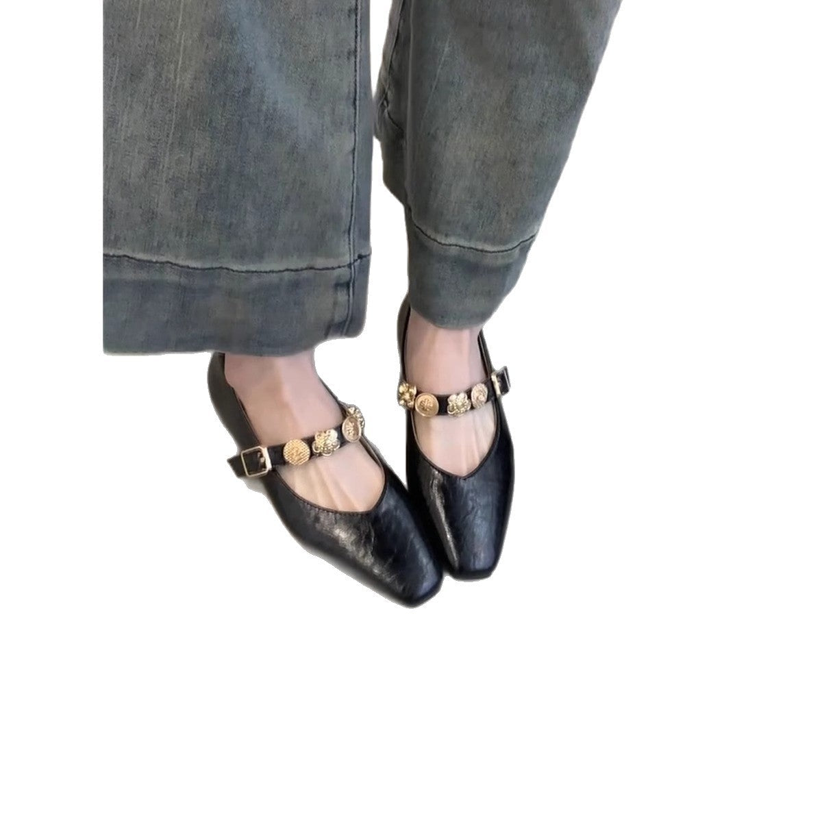 Damen Elegante und modische Ballerinas mit dekorativer Schnalle R&B