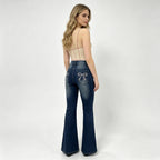 Damen Bootcut Jeans mit dekorativen Stickereien R&B