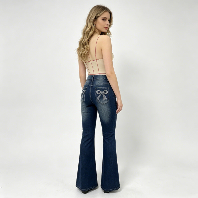 Damen Bootcut Jeans mit dekorativen Stickereien R&B