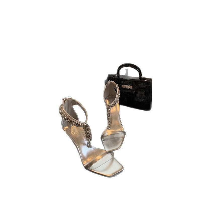 Damen Elegante High Heel Sandalen mit funkelnder Strassverzierung R&B