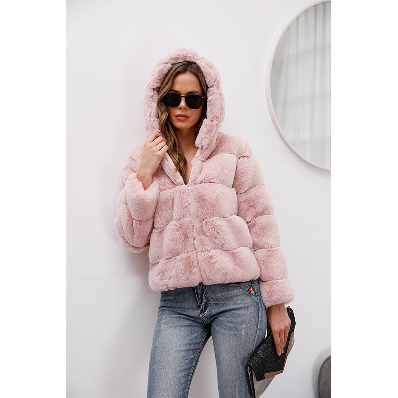 Damen weiche Fleecejacke mit Kapuze R&B