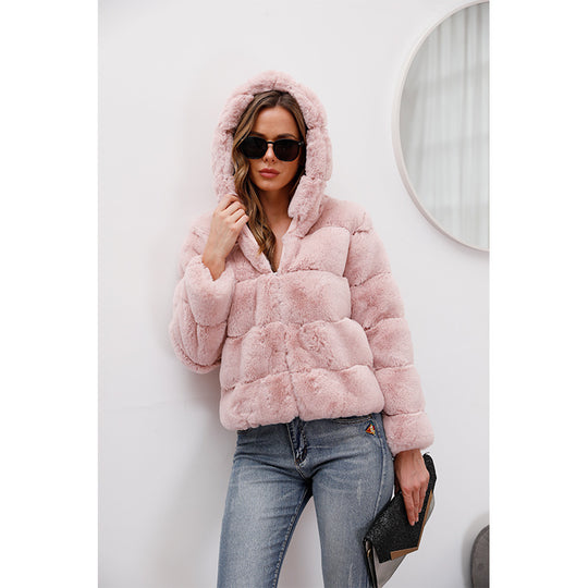 Damen weiche Fleecejacke mit Kapuze R&B