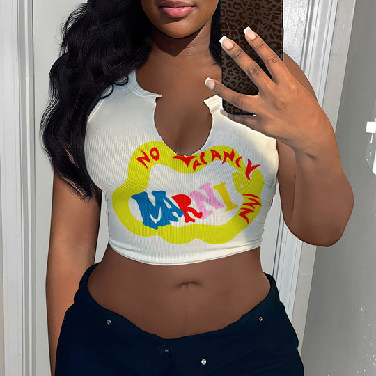 Damen Crop-Top mit auffälligem Schriftzug und lockerer Passform R&B