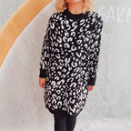 Damen Grobstrickkleid im modernen Leopardenmuster R&B