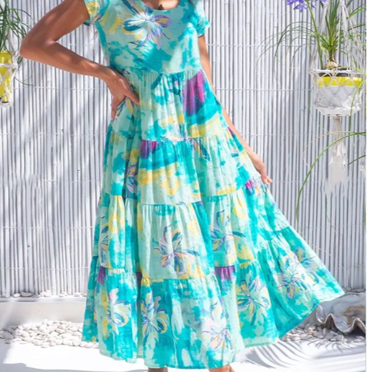 Damen Strandkleid aus leichtem, atmungsaktivem Baumwollmaterial von R&B