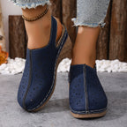 Damen Wedge-Clogs mit perforiertem Design und elastischem Einsatz R&B