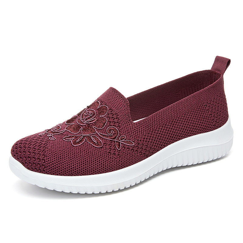 Damen Bequeme Slip-On Sneakers mit dekorativem Blumenmuster R&B