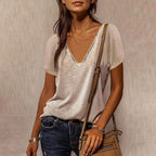 Damen V-Ausschnitt T-Shirt R&B