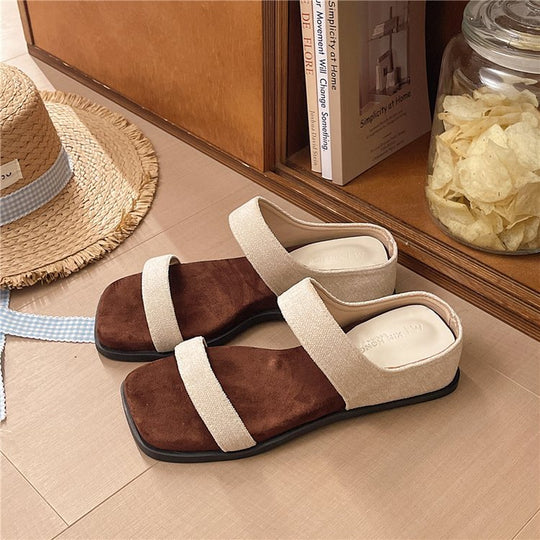 Damen elegante diagonale Riemensandalen mit komfortablem Fußbett R&B