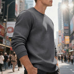 Herren lässiger Rundhals-Sweatshirt aus hochwertigem Baumwollmix mit strukturiertem Material R&B